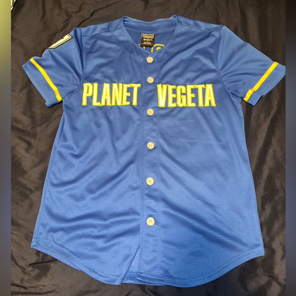 BoxLunch Dragon Ball Z Planet Vegeta Baseball Jersey Men's S Anime Embroidered